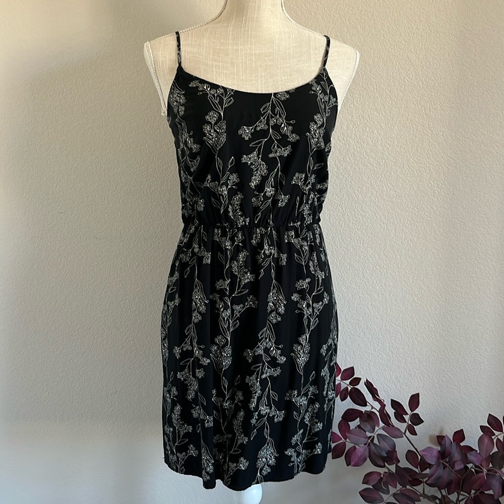 Black floral print dress
